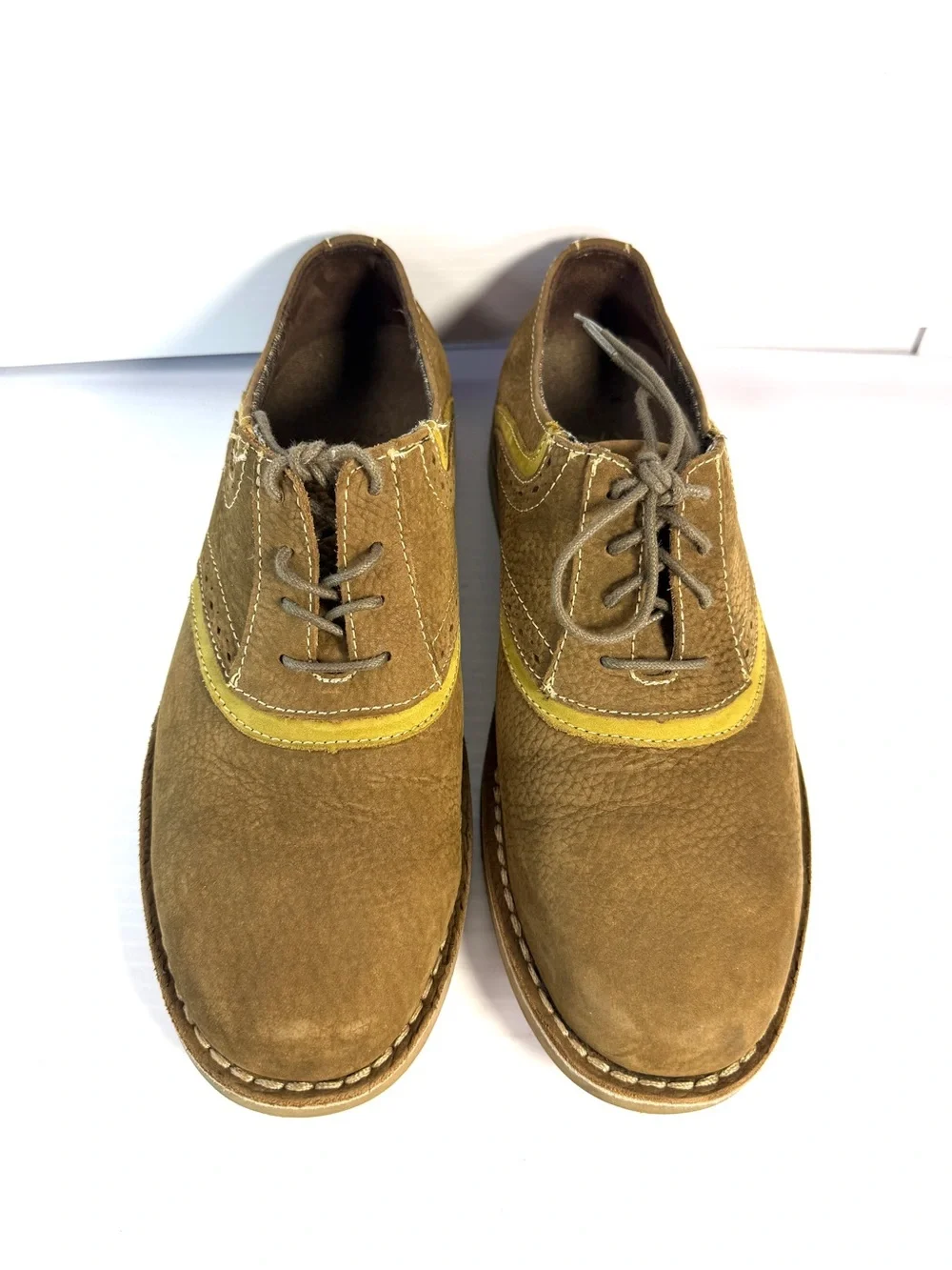 Original Penguin Tan  Suede Oxfords with Golden Trim